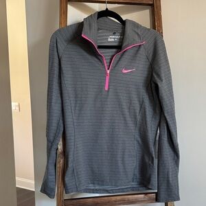 Nike Heather Gray and Neon Pink Pullover
